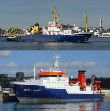 Zu besichtigen beim „Open Ship“ 2024: Die beiden IOW-Forschungsschiffe ELISABETH MANN BORGESE (oben) und die MARIA S. MERIAN (unten) - Fotos: IOW